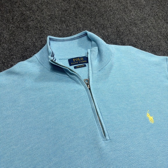 Polo Ralph Lauren Other - POLO RALPH LAUREN Sweater Mens XL 1/4 Zip Mock Neck Pullover Pima Cotton Blue